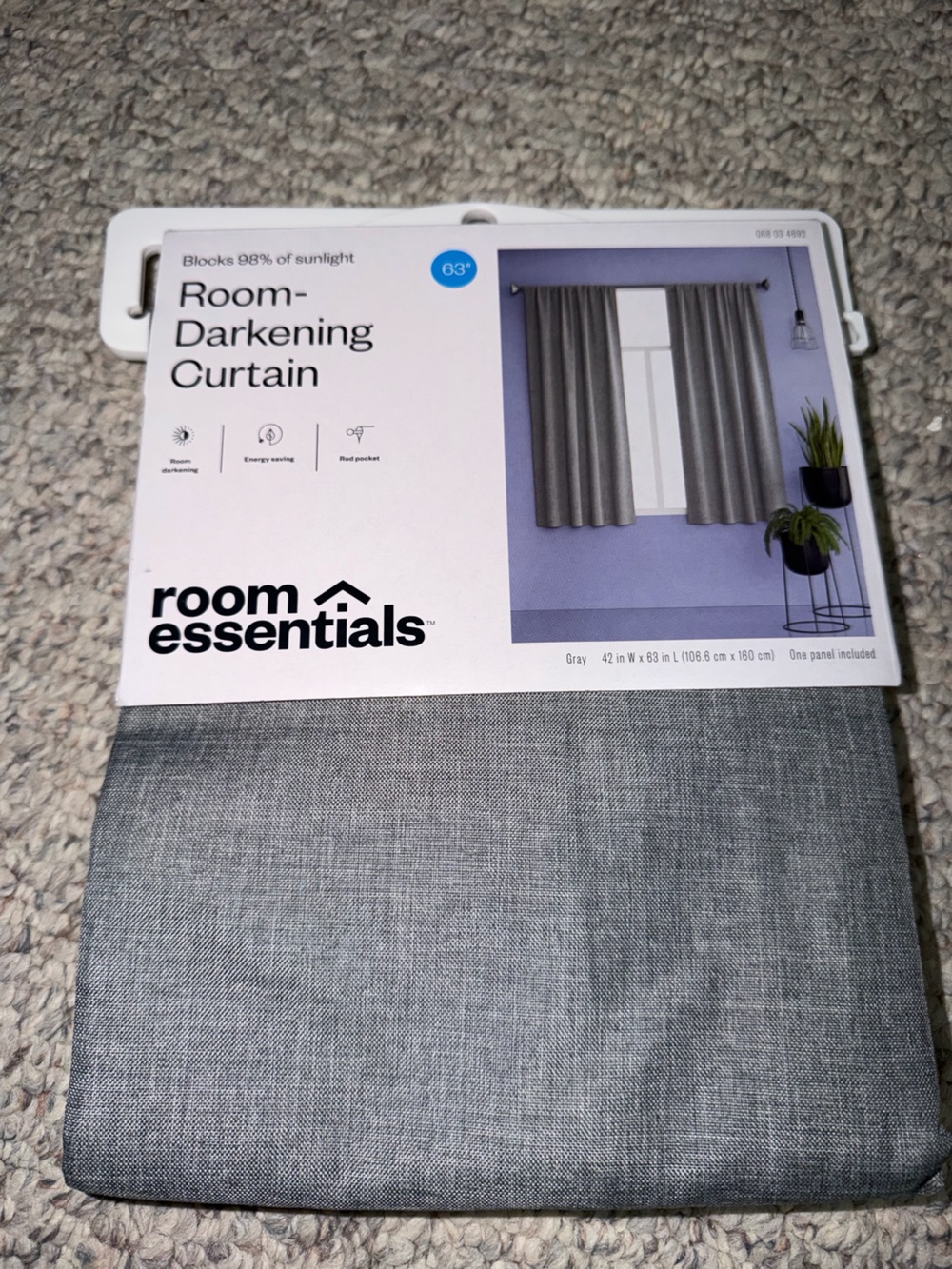 Room Essentials Gray Darkening Curtain Panel - Heathered Gray